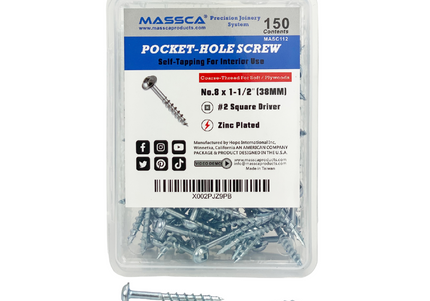 1-1/2'' Coarse Thread #8 Zinc Pocket Hole Screws - 150 Screws
