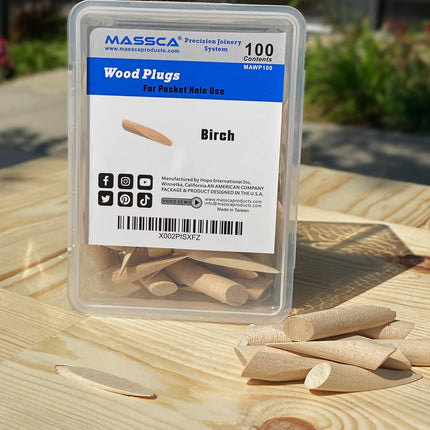 Birch Pocket Hole Wood Plugs - Pack of 100