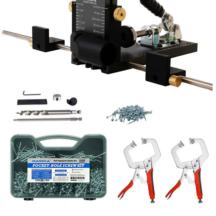 Massca M2 PRO Aluminum Pocket Hole Jig System | Bundle #6  ( Updated Triple Pilot Hole )