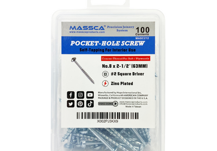 2-1/2'' Coarse Thread #8 Zinc Pocket Hole Screws - 100 Screws