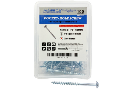2-1/2'' Coarse Thread #8 Zinc Pocket Hole Screws - 100 Screws