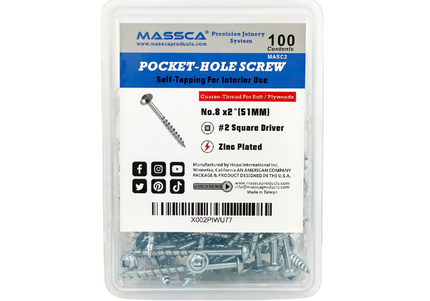2'' Coarse Thread #8 Zinc Pocket Hole Screws - 100 Screws