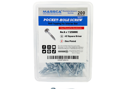 1'' Fine Thread #6 Zinc Pocket Hole Screws - 200 Screws